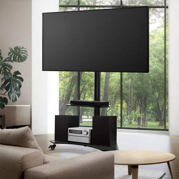 Artiss Floor TV Stand Brakcket Mount Swivel Height Adjustable 32 to 70 Inch Black Artiss