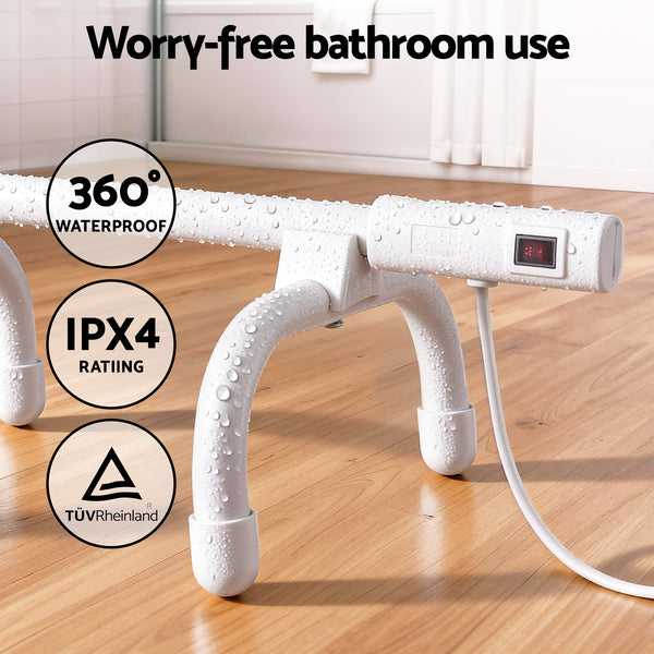 Devanti Heated Towel Rail Freestanding Wall Mounted S-Shape Electric Warmer Rack Awezingly