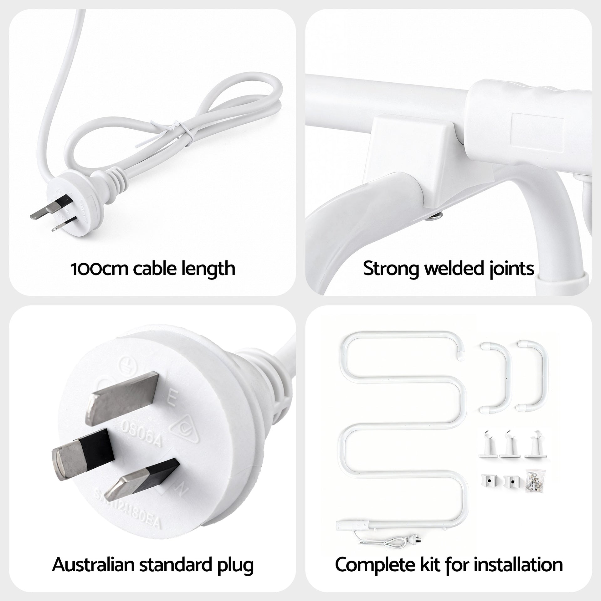 Devanti Heated Towel Rail Freestanding Wall Mounted S-Shape Electric Warmer Rack Awezingly