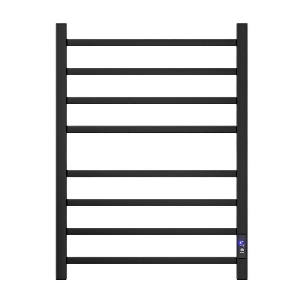 Devanti Heated Towel Rail 8 Square Bars with Timer Electric Heater Warmer Rack Devanti
