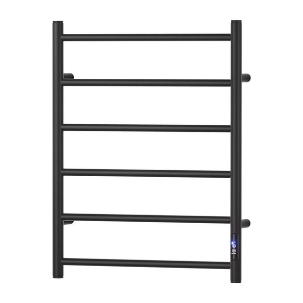 Devanti Heated Towel Rail 6 Round Bars  with Timer Electric Heater Warmer Rack Devanti