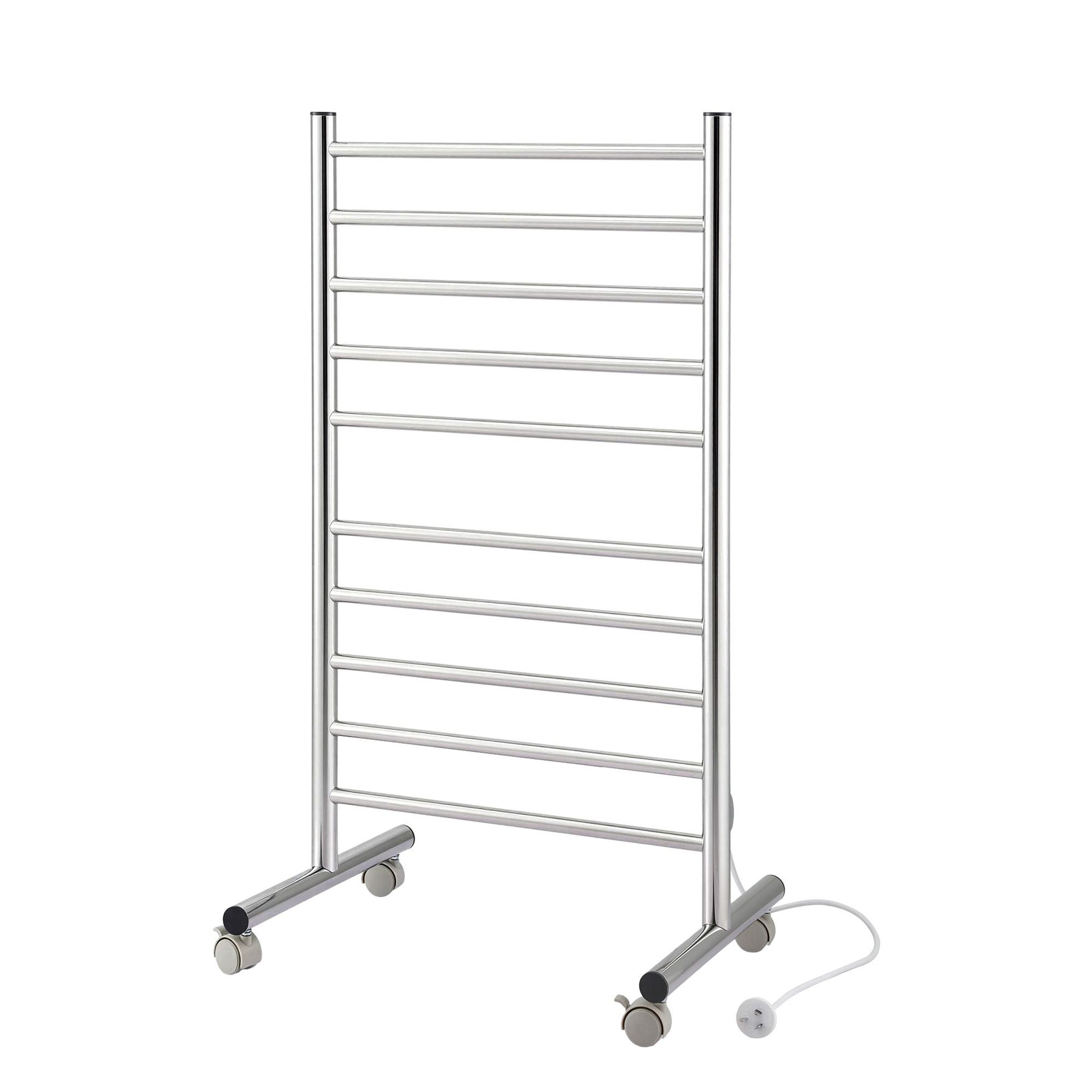 Devanti 10-Bar Freestanding Heated Towel Rail 3-5 Mins Fast Heating Electric Towel Warmer for Bathroom Winter Drying Stainless Steel Plug In 100W Awezingly