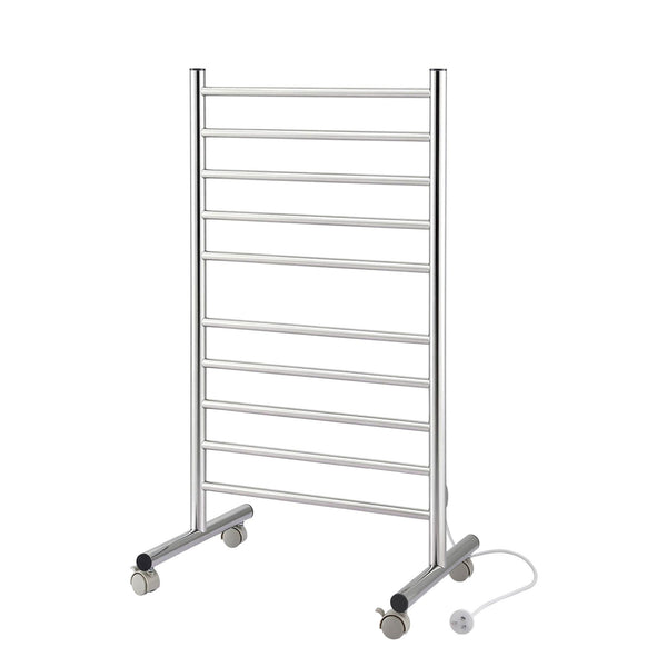 Devanti 10-Bar Freestanding Heated Towel Rail 3-5 Mins Fast Heating Electric Towel Warmer for Bathroom Winter Drying Stainless Steel Plug In 100W Awezingly