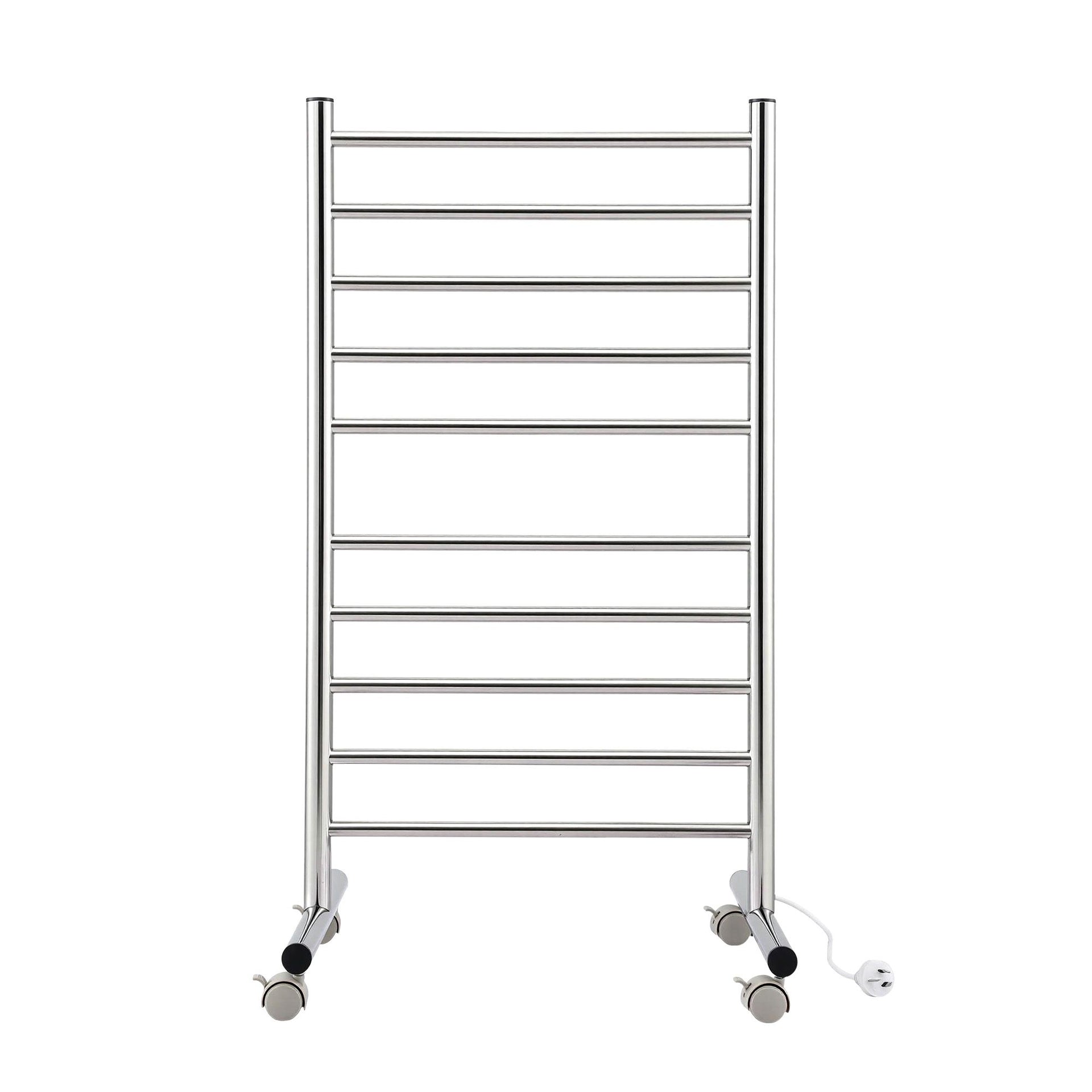 Devanti 10-Bar Freestanding Heated Towel Rail 3-5 Mins Fast Heating Electric Towel Warmer for Bathroom Winter Drying Stainless Steel Plug In 100W Awezingly