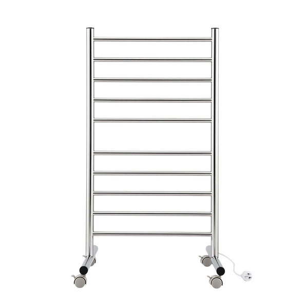 Devanti 10-Bar Freestanding Heated Towel Rail 3-5 Mins Fast Heating Electric Towel Warmer for Bathroom Winter Drying Stainless Steel Plug In 100W Awezingly