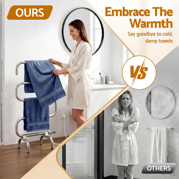 Devanti Electric Heated Towel Rail Rack 5 Bars Freestanding Clothes Dry Warmer Awezingly