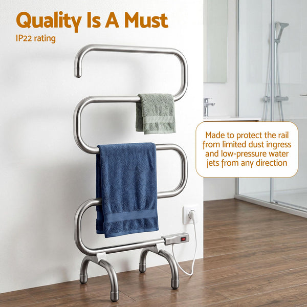 Devanti Electric Heated Towel Rail Rack 5 Bars Freestanding Clothes Dry Warmer Awezingly