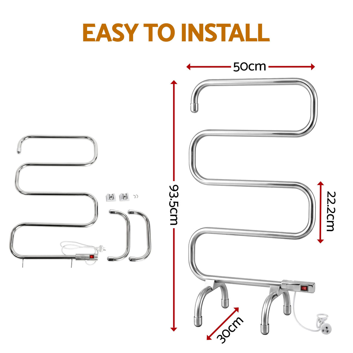 Devanti Electric Heated Towel Rail Rack 5 Bars Freestanding Clothes Dry Warmer Awezingly