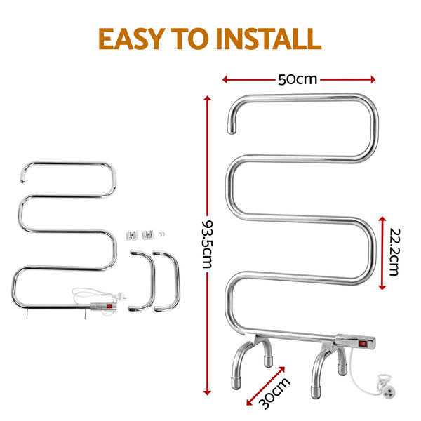 Devanti Electric Heated Towel Rail Rack 5 Bars Freestanding Clothes Dry Warmer Awezingly