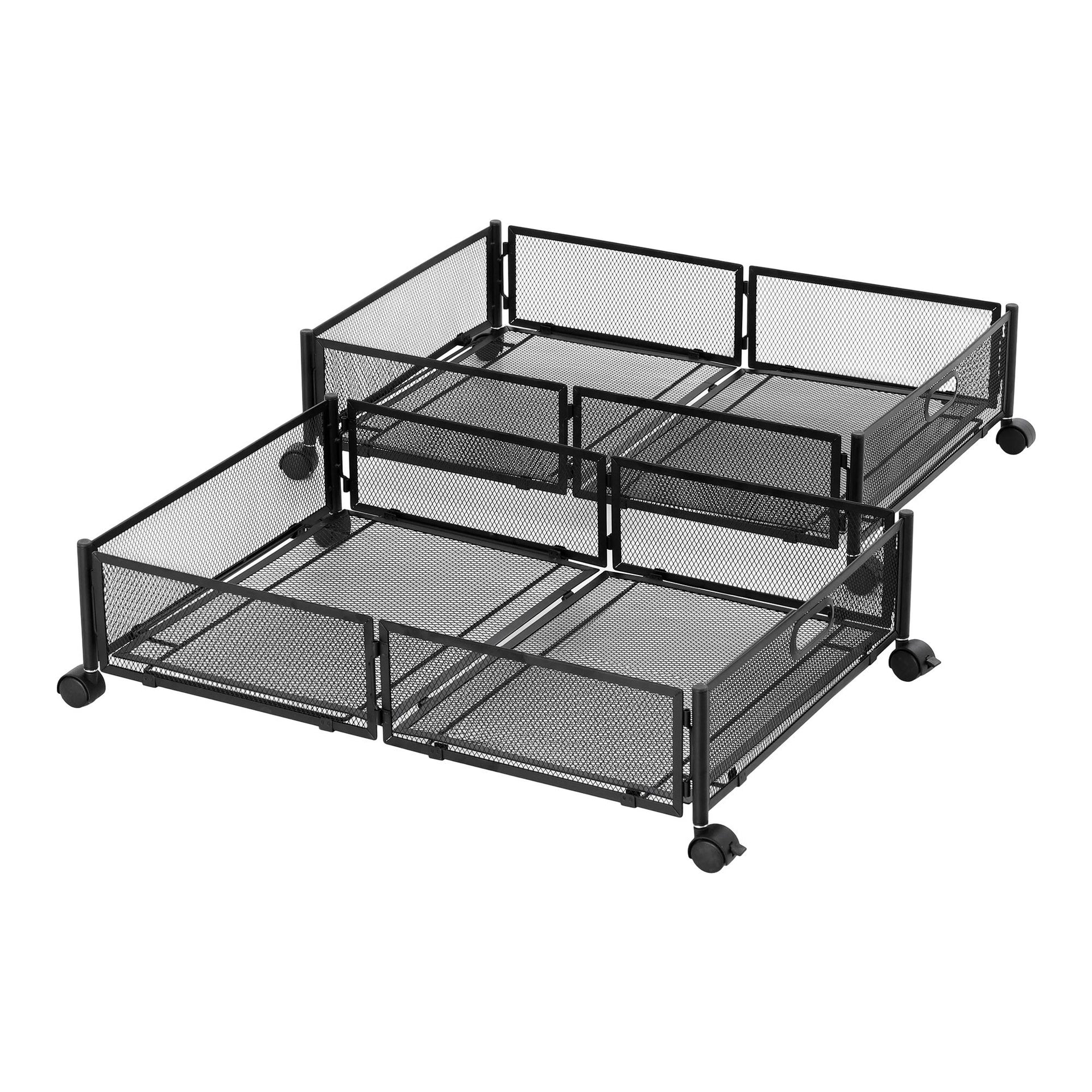 Artiss 2X Under Bed Storage Containers Metal Boxes Quilt Organiser with Wheels Awezingly