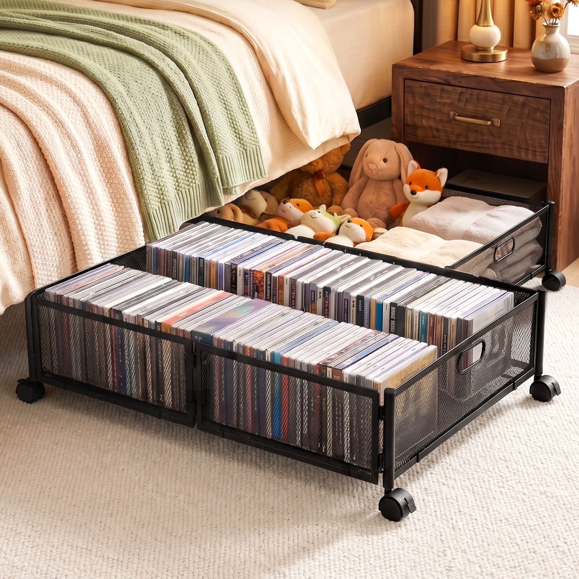 Artiss 2X Under Bed Storage Containers Metal Boxes Quilt Organiser with Wheels Awezingly