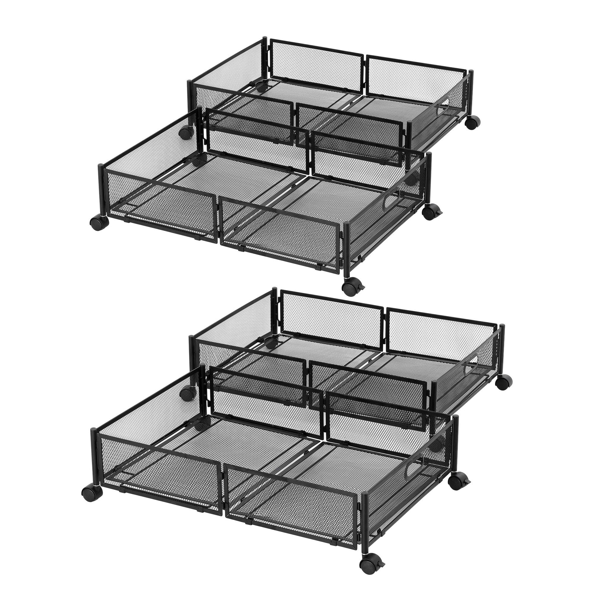 Artiss 4X Under Bed Storage Containers Metal Boxes Quilt Organiser with Wheels Awezingly