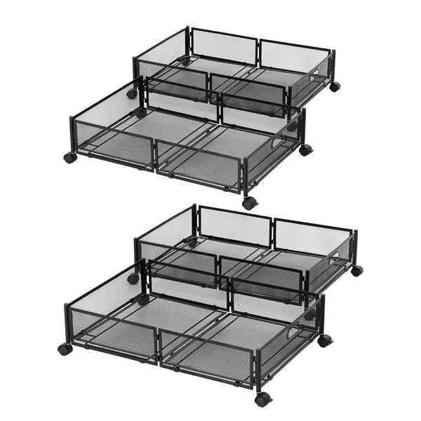 Artiss 4X Under Bed Storage Containers Metal Boxes Quilt Organiser with Wheels Awezingly