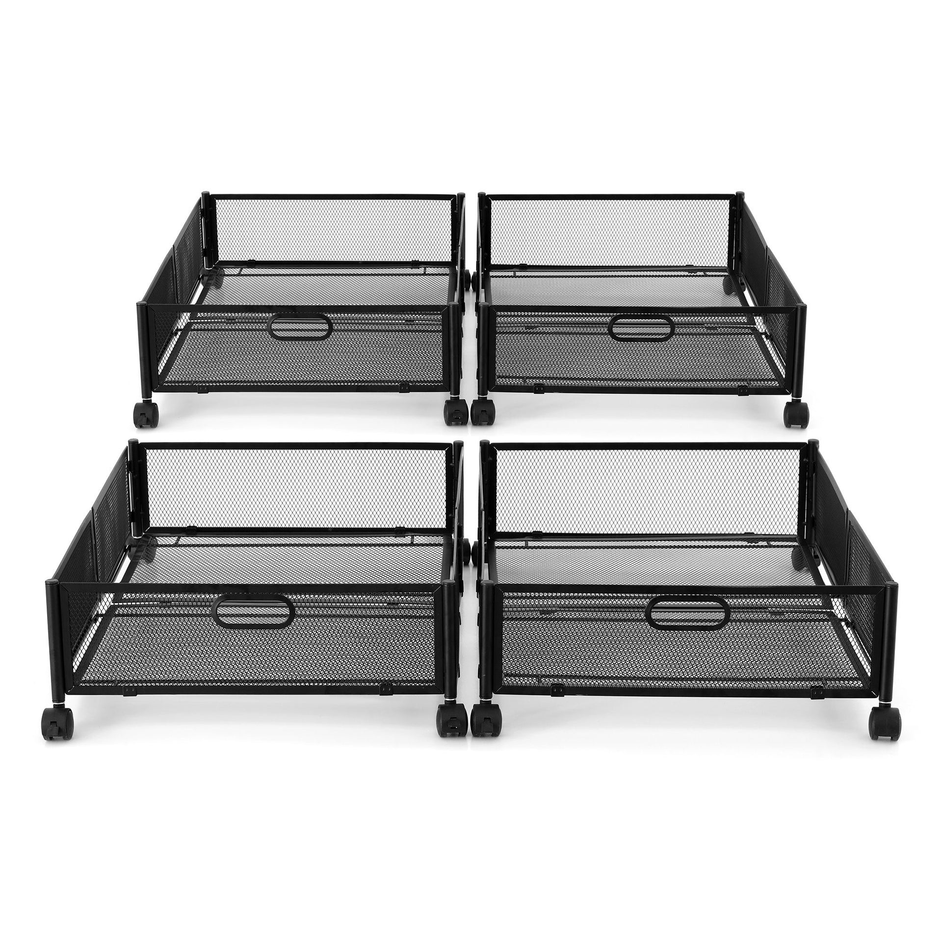 Artiss 4X Under Bed Storage Containers Metal Boxes Quilt Organiser with Wheels Awezingly