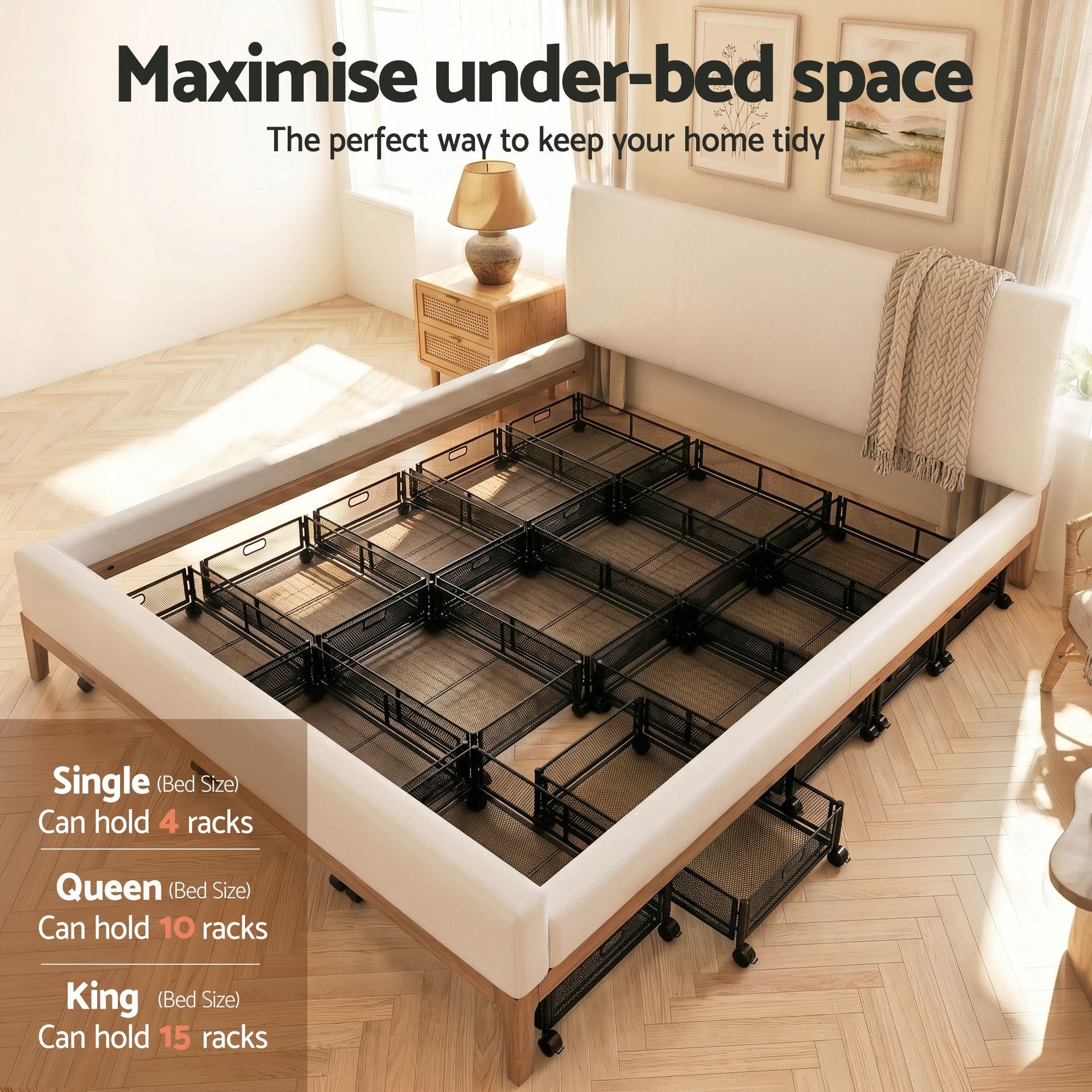 Artiss 4X Under Bed Storage Containers Metal Boxes Quilt Organiser with Wheels Awezingly