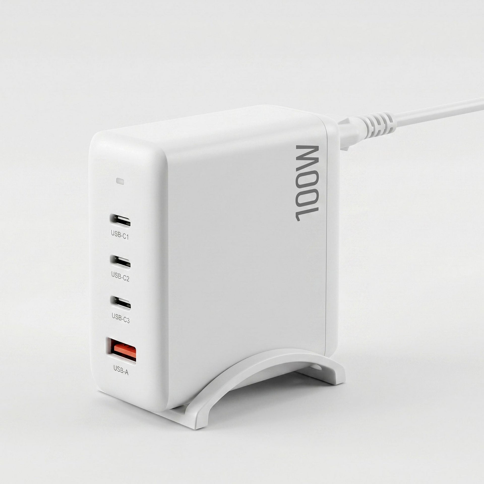Devanti USB C Charger 100W Fast Charger 4 Port GaN Desktop Station White Awezingly