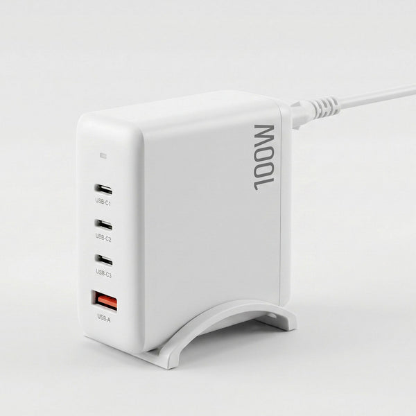 Devanti USB C Charger 100W Fast Charger 4 Port GaN Desktop Station White Awezingly