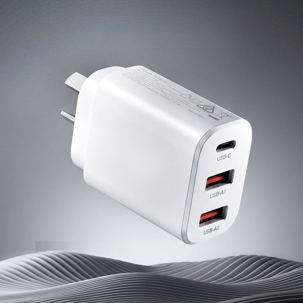 Devanti USB C Charger 30W Fast Charger 3 Port PD Charging Block White Awezingly