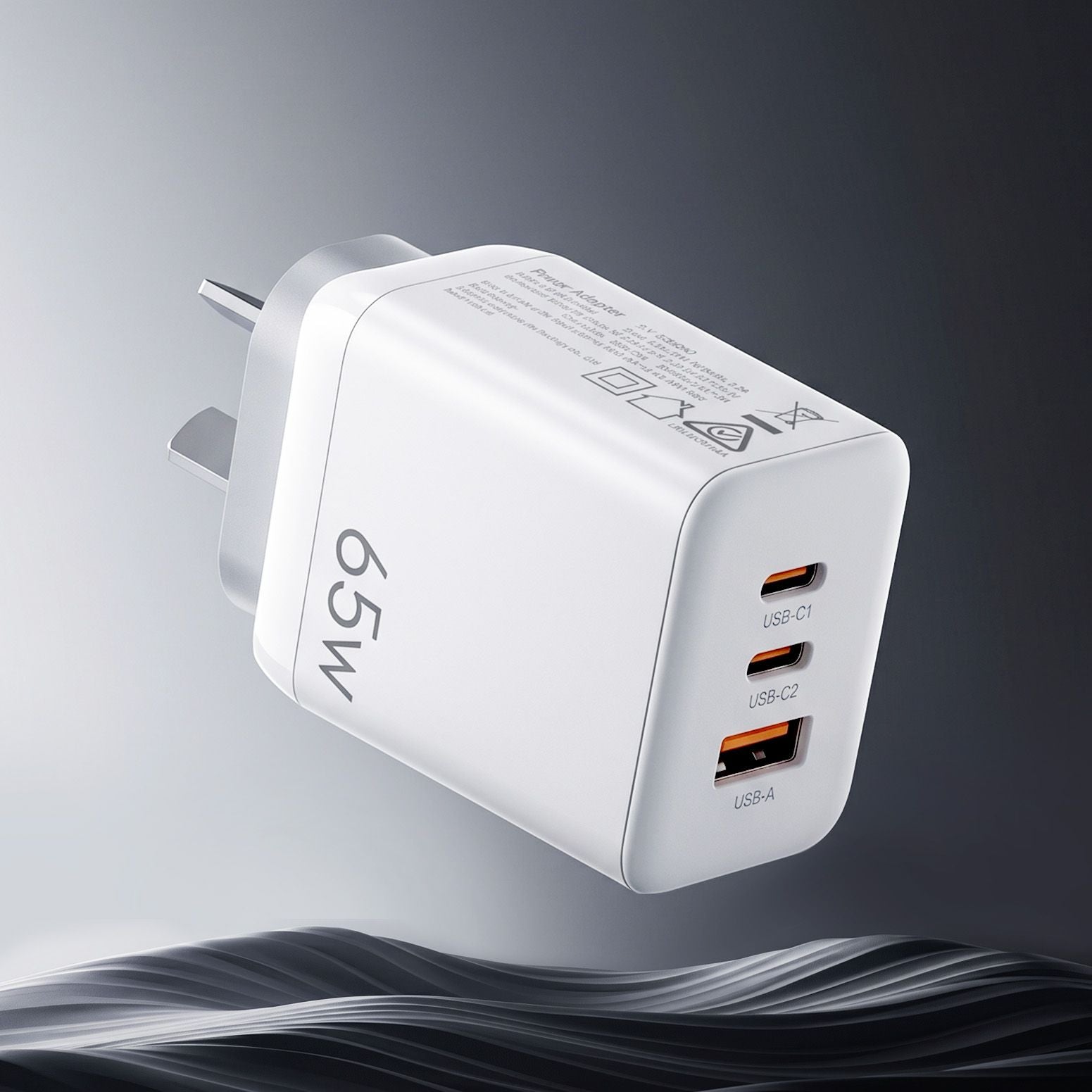 Devanti USB C Charger 65W Fast Charger 3 Port PD Wall Adapter White Awezingly