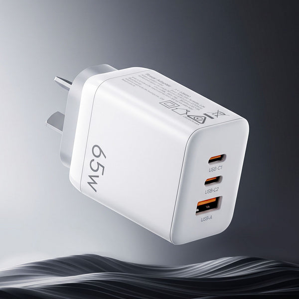 Devanti USB C Charger 65W Fast Charger 3 Port PD Wall Adapter White Awezingly