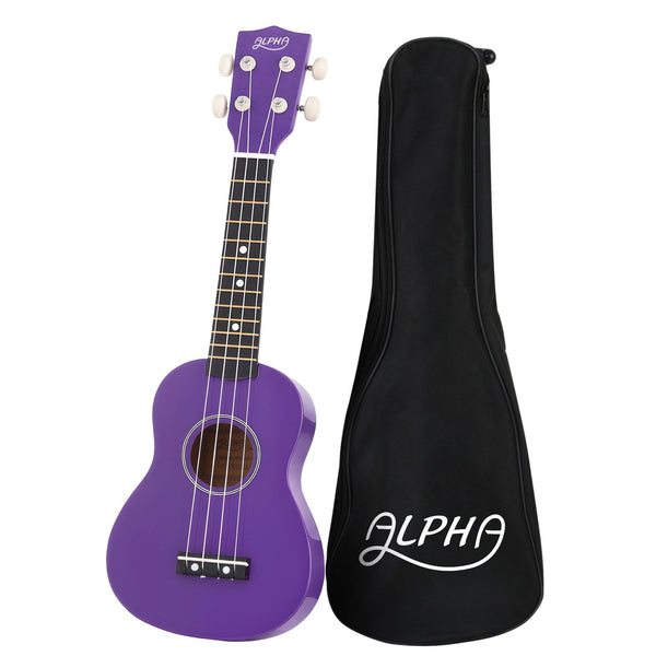 Alpha 21 Inch Ukulele Soprano Beginner Acoustic Small Guitar Kids Strings Purple Awezingly