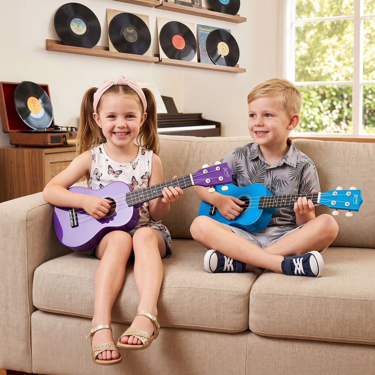 Alpha 21 Inch Ukulele Soprano Beginner Acoustic Small Guitar Kids Strings Purple Awezingly