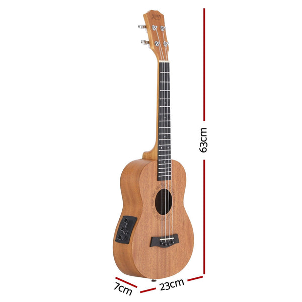 Alpha 26 Inch Solid Mahogany Tenor Ukulele Electric Acoustic EQ System Kit 18 Frets Natural Awezingly