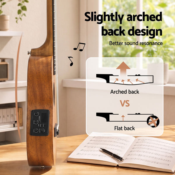 Alpha 26 Inch Solid Mahogany Tenor Ukulele Electric Acoustic EQ System Kit 18 Frets Natural Awezingly