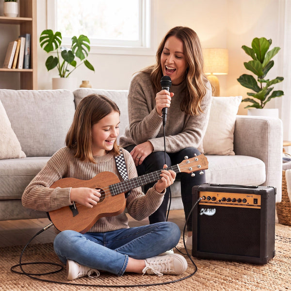 Alpha 26 Inch Solid Mahogany Tenor Ukulele Electric Acoustic EQ System Kit 18 Frets Natural Awezingly
