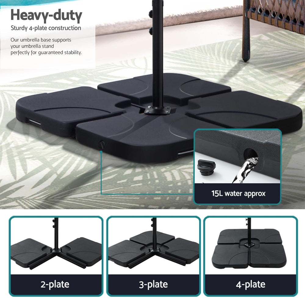 Instahut 3m Umbrella w/Base Outdoor Cantilever Beach Garden Patio Parasol Black Awezingly