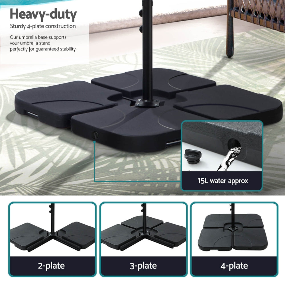 Instahut 3m Umbrella w/Base Outdoor Cantilever Beach Garden Patio Parasol Charcoal Awezingly