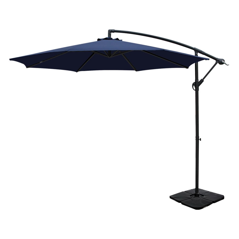 Instahut 3m Umbrella w/Base Outdoor Cantilever Beach Garden Patio Parasol Navy Awezingly