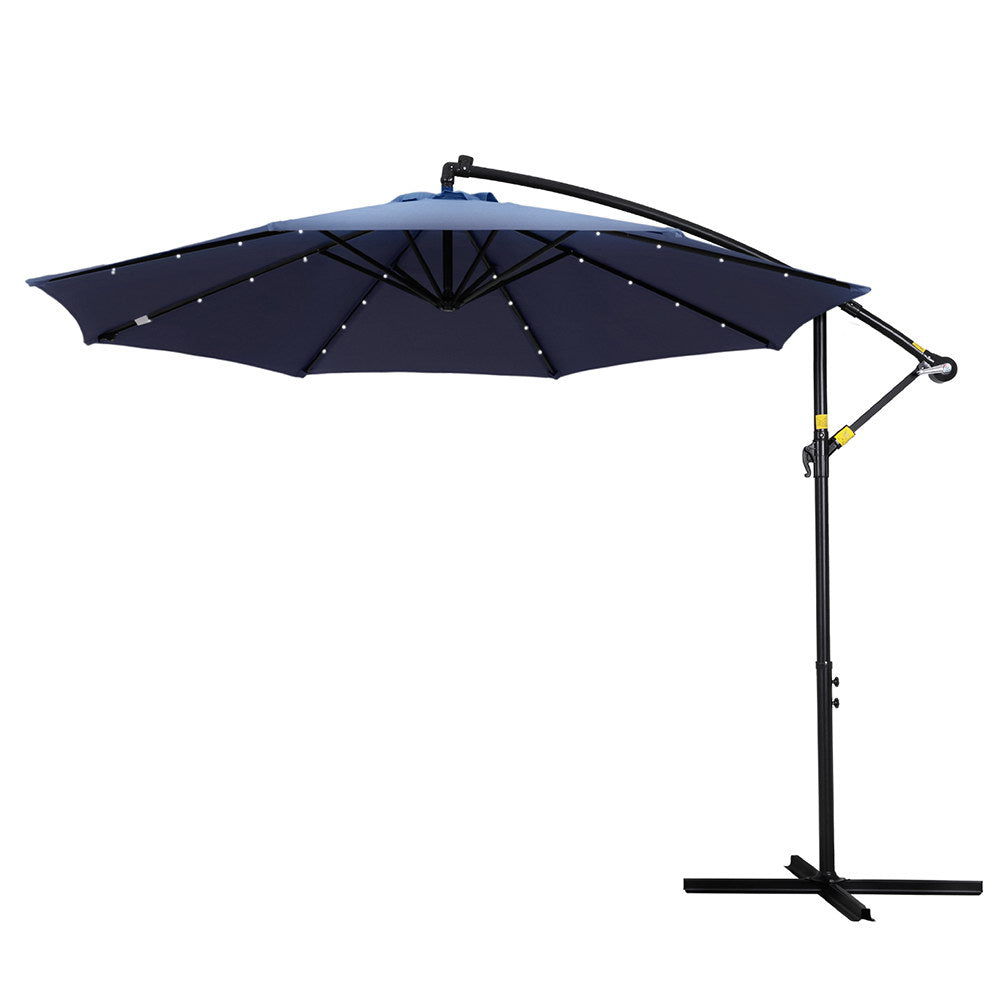 Instahut Outdoor Umbrella 3M Cantilever Beach LED Umbrellas Garden Shade Patio Instahut