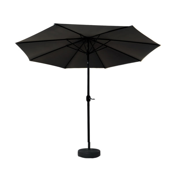 Instahut Outdoor Umbrella 2.7m Base Beach Pole Garden Tilt Sun Patio UV Black Awezingly
