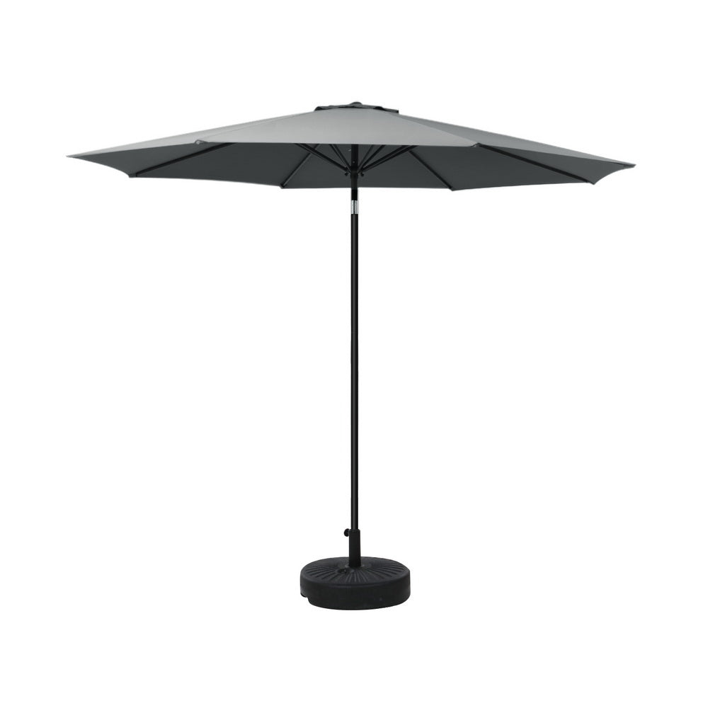 Instahut 2.7m Outdoor Umbrella w/Base Pole Stand Garden Sun Charcoal Instahut
