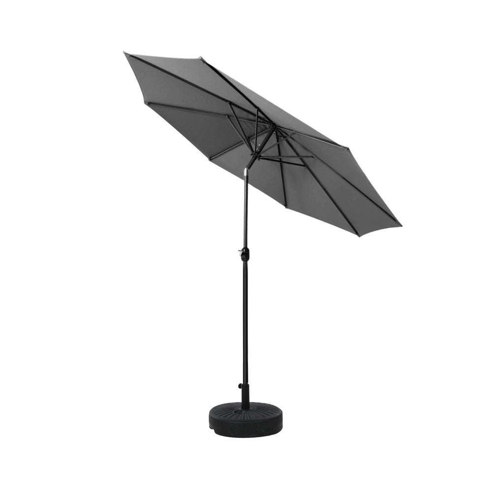 Instahut 2.7m Outdoor Umbrella w/Base Pole Stand Garden Sun Charcoal Instahut