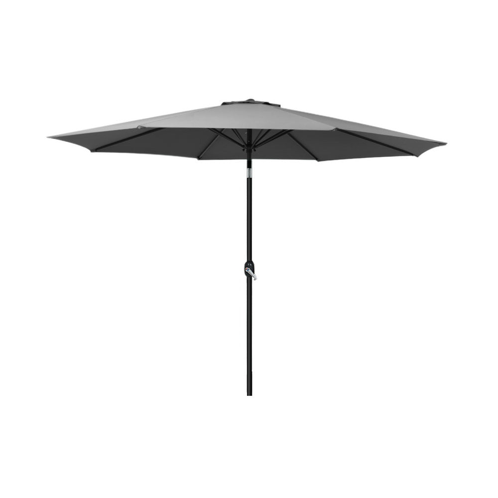 Instahut Outdoor Umbrella 2.7m Beach Pole Garden Tilt Sun Patio UV Charcoal Does Not Apply