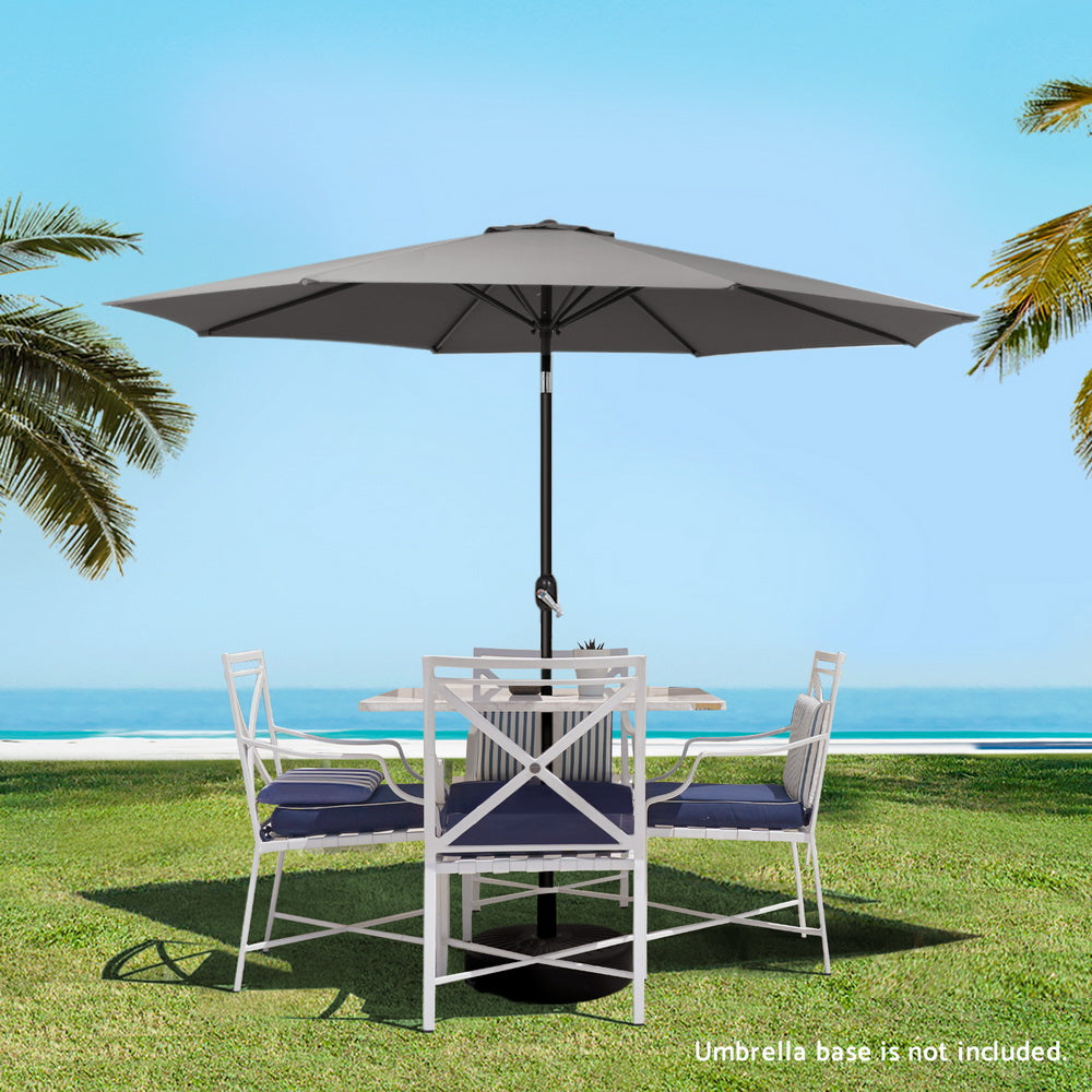 Instahut Outdoor Umbrella 2.7m Beach Pole Garden Tilt Sun Patio UV Charcoal Does Not Apply