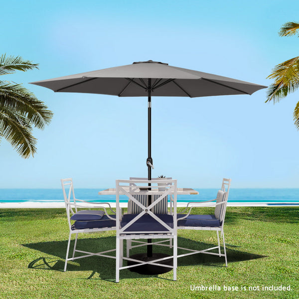 Instahut Outdoor Umbrella 2.7m Beach Pole Garden Tilt Sun Patio UV Charcoal Does Not Apply