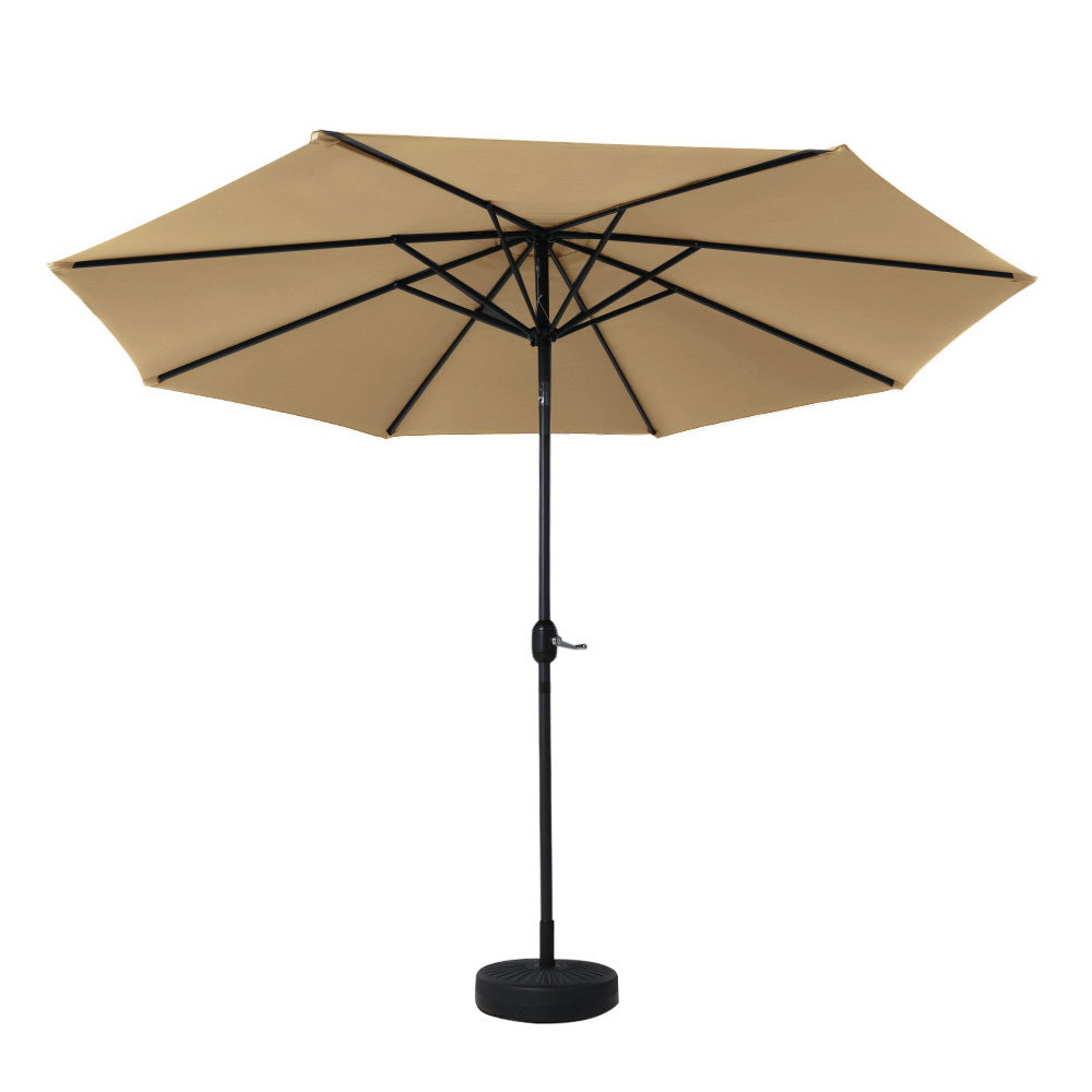 Instahut 3m Outdoor Umbrella w/Base Pole Tilt Beach Garden Patio Beige Awezingly