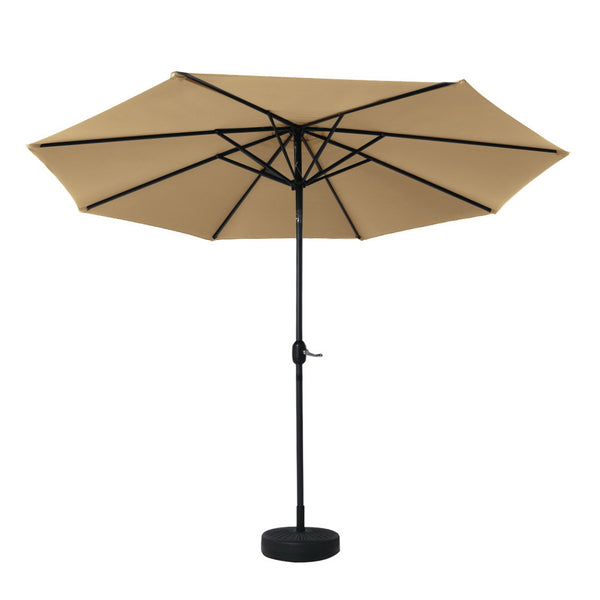 Instahut 3m Outdoor Umbrella w/Base Pole Tilt Beach Garden Patio Beige Awezingly
