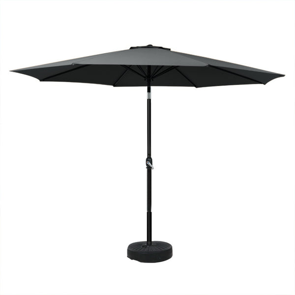 Instahut Outdoor Umbrella 3m Base Beach Pole Garden Tilt Sun Patio UV Black Awezingly