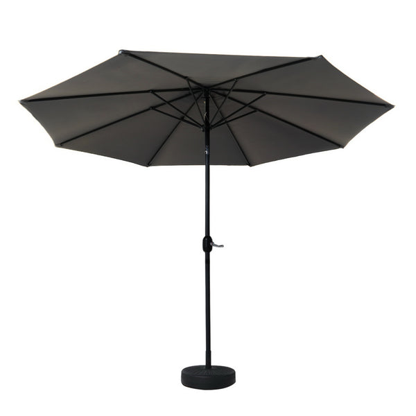 Instahut Outdoor Umbrella 3m Base Beach Pole Garden Tilt Sun Patio UV Charcoal Awezingly