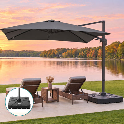 Instahut Outdoor Umbrella w/Base 3m Cantilever Stand Sun Roma 360 Degree Charcoal