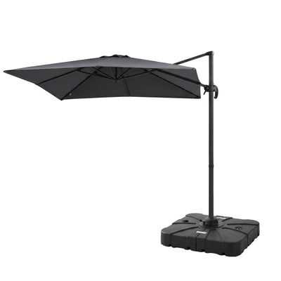 Instahut Outdoor Umbrella w/Base 3m Cantilever Stand Sun Roma 360 Degree Charcoal