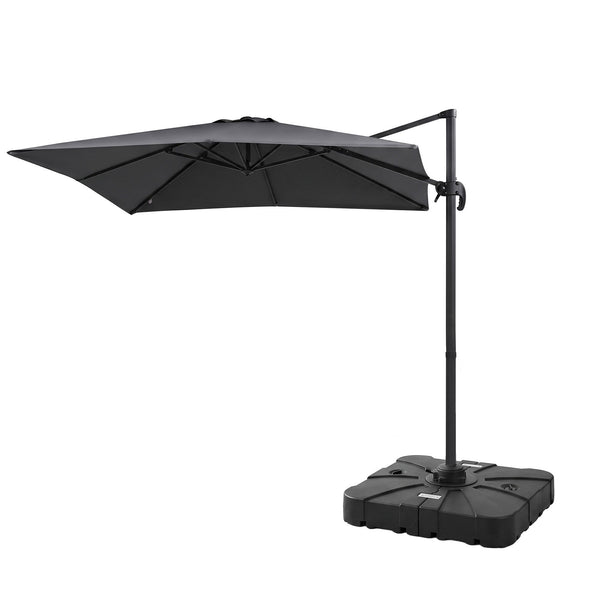 Instahut Outdoor Umbrella w/Base 3m Cantilever Stand Sun Roma 360 Degree Charcoal Awezingly