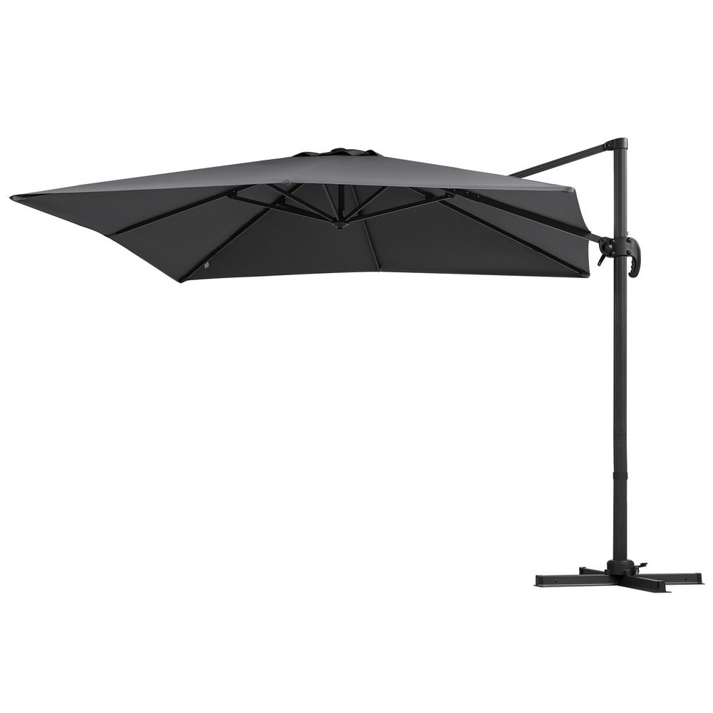 Instahut Outdoor Umbrella 3m Umbrellas Cantilever Stand Sun Roma 360 Degree Charcoal Awezingly