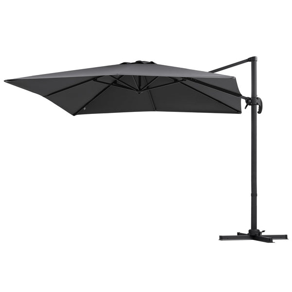 Instahut Outdoor Umbrella 3m Umbrellas Cantilever Stand Sun Roma 360 Degree Charcoal Awezingly