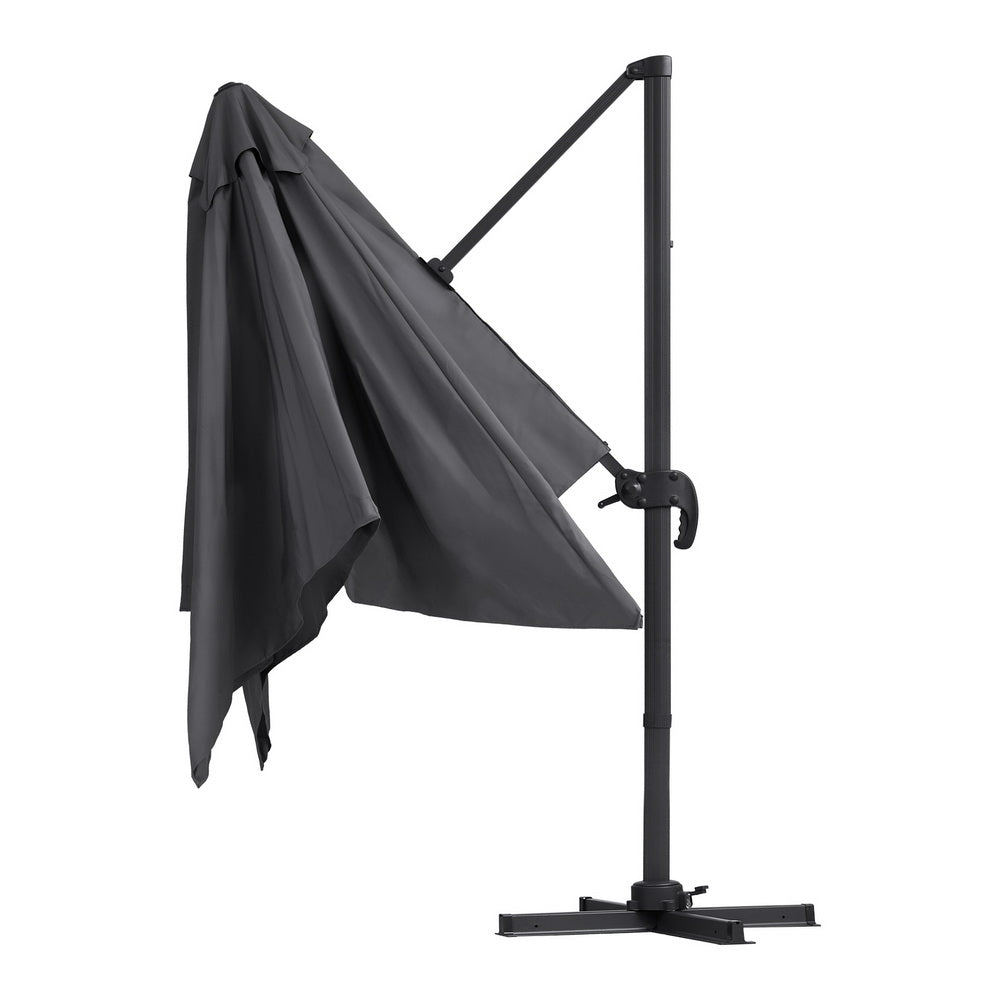 Instahut Outdoor Umbrella 3m Umbrellas Cantilever Stand Sun Roma 360 Degree Charcoal Awezingly