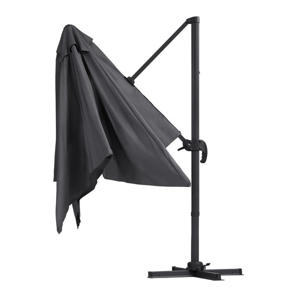 Instahut Outdoor Umbrella 3m Umbrellas Cantilever Stand Sun Roma 360 Degree Charcoal Awezingly